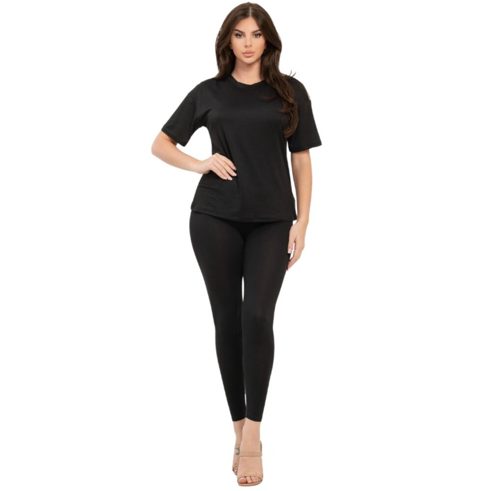 Essential Black Tee & Legging Set Julia in Black
